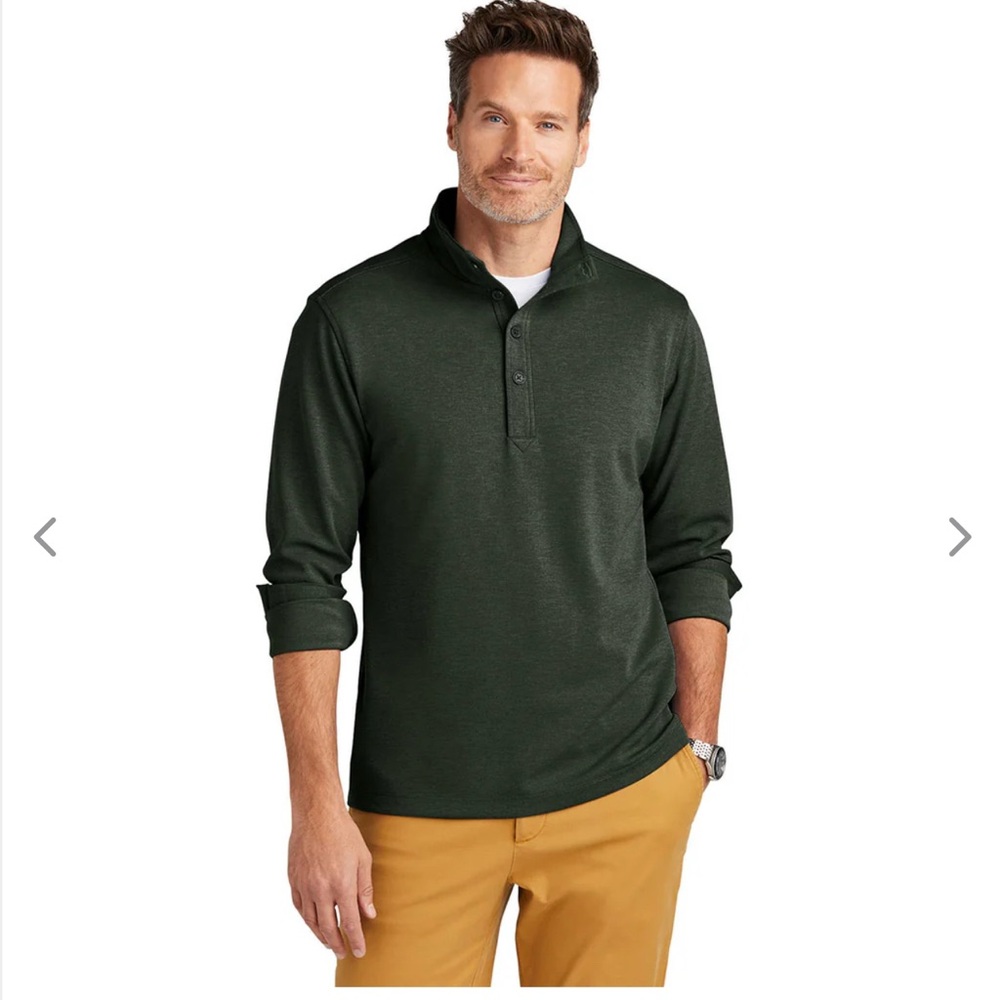 NWOT Brooks Brothers Men's Pine Heather Mid-Layer Stretch Half Zip